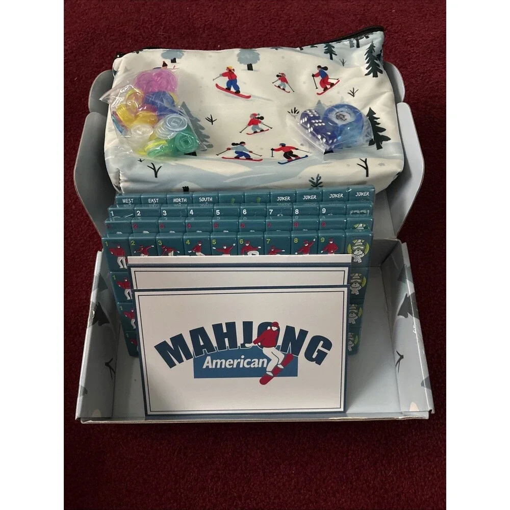 American Mahjong Tile Set with Carrying Bag and Accessories, 160 Acrylic Engrave